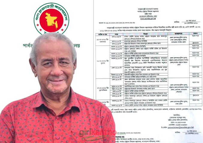 তিন দিনের সরকারি সফরে বান্দরবান যাচ্ছেন পার্বত্যমন্ত্রী সাচিং প্রু